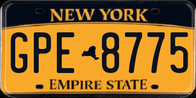 NY license plate GPE8775