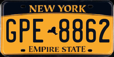 NY license plate GPE8862