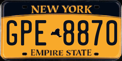 NY license plate GPE8870