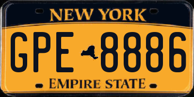NY license plate GPE8886