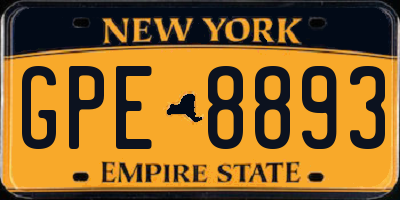 NY license plate GPE8893