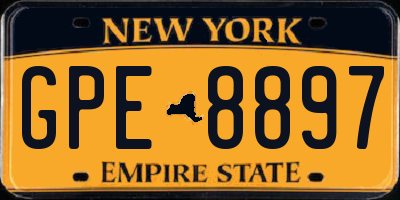 NY license plate GPE8897