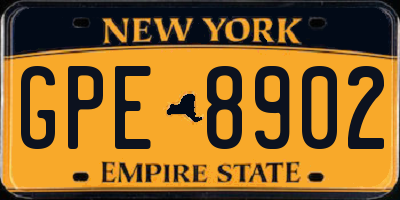 NY license plate GPE8902