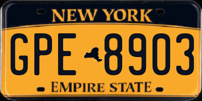 NY license plate GPE8903