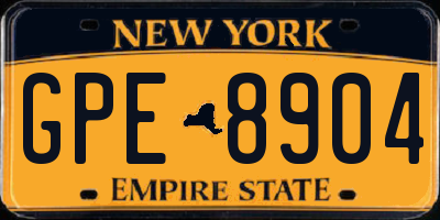 NY license plate GPE8904