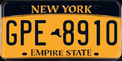 NY license plate GPE8910