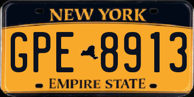 NY license plate GPE8913