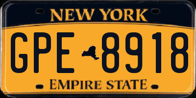 NY license plate GPE8918