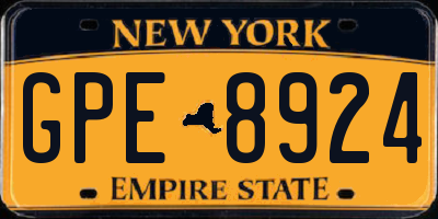 NY license plate GPE8924