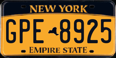 NY license plate GPE8925