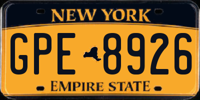 NY license plate GPE8926