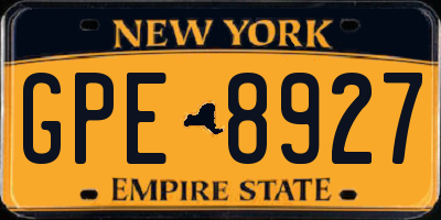 NY license plate GPE8927