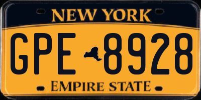 NY license plate GPE8928