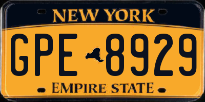 NY license plate GPE8929
