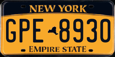 NY license plate GPE8930