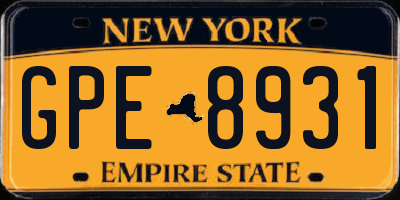 NY license plate GPE8931