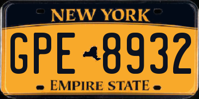 NY license plate GPE8932