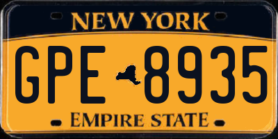 NY license plate GPE8935