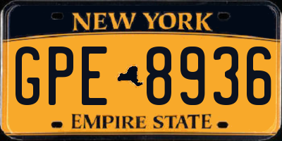 NY license plate GPE8936
