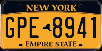 NY license plate GPE8941