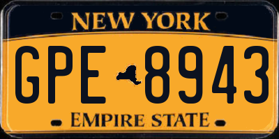 NY license plate GPE8943