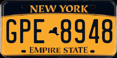 NY license plate GPE8948