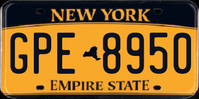 NY license plate GPE8950