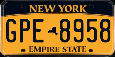 NY license plate GPE8958