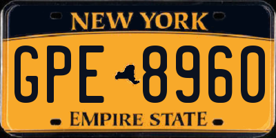 NY license plate GPE8960