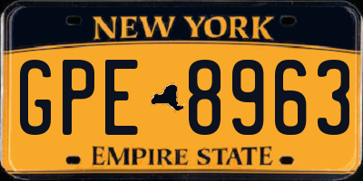 NY license plate GPE8963