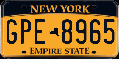 NY license plate GPE8965