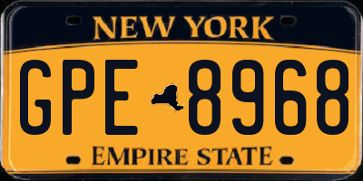 NY license plate GPE8968