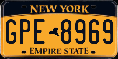NY license plate GPE8969