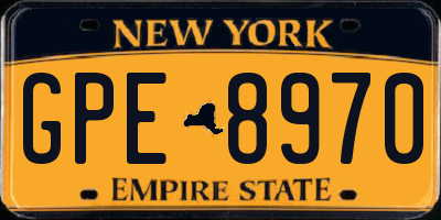 NY license plate GPE8970