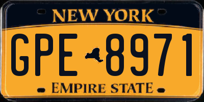 NY license plate GPE8971