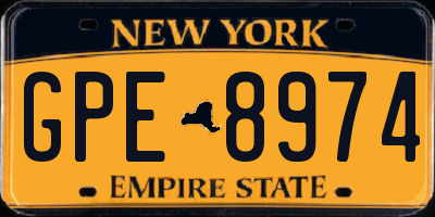 NY license plate GPE8974