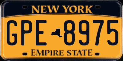 NY license plate GPE8975