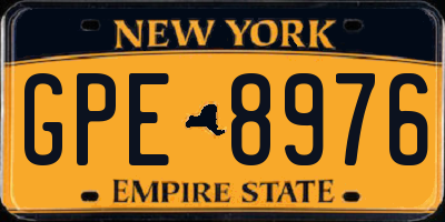 NY license plate GPE8976