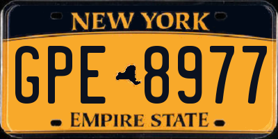 NY license plate GPE8977