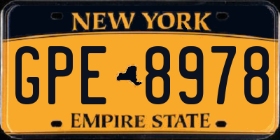 NY license plate GPE8978