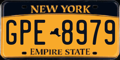 NY license plate GPE8979
