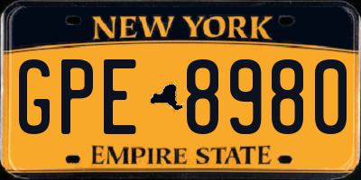 NY license plate GPE8980