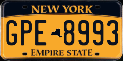 NY license plate GPE8993