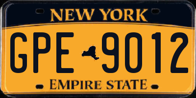 NY license plate GPE9012
