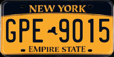 NY license plate GPE9015