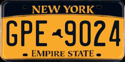 NY license plate GPE9024