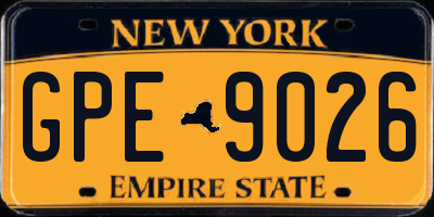 NY license plate GPE9026
