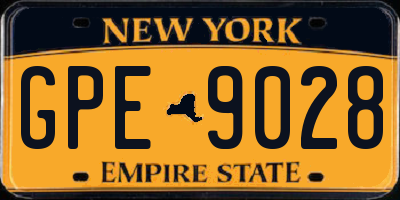 NY license plate GPE9028