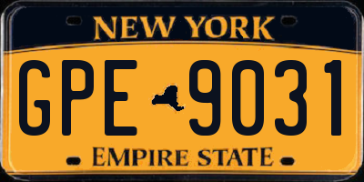 NY license plate GPE9031