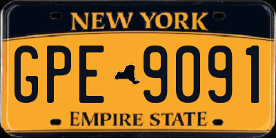 NY license plate GPE9091